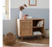 Sweeek - 80Cm Scandi-Style Storage Cabinet With Wooden And Cane Rattan Boheme Natural 80X39X65.8 Cm