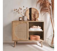 Sweeek - 80Cm Wood And Rounded Cane Rattan Sideboard Natural 80X39X65.8 Cm - Eva