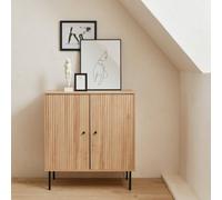 Sweeek - 83.5Cm Storage Cabinet With Grooved Wooden-Effect Braga Natural 83.5X39X92.5 Cm