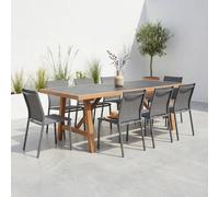swe cacia wood & aluminium garden table + 8 chairs in Dark Grey swe ark Grey