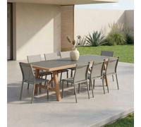 swe cacia wood & aluminium garden table + 8 chairs in Khaki sweeek Khaki