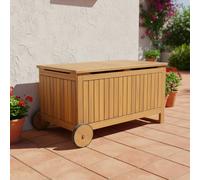 swe cacia wood garden chest with wheels 119L in Brown swe rown
