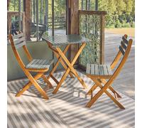 Swe cacia Wood Garden Table 2 Folding Chairs Khaki Green 60X60X8 Cm - Hilora