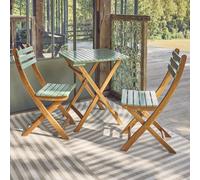 Swe cacia Wood Garden Table 2 Folding Chairs Sage Green 60X60X8 Cm - Hilora