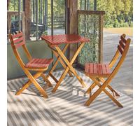 Swe cacia Wood Garden Table 2 Folding Chairs Terracotta 60X60X8 Cm - Hilora