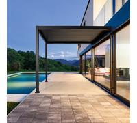 Sweeek - Aluminium Bioclimatic Wall-Mounted Pergola With Adjustable Slats Triomphe 4X3M Anthracite 391X301X250 Cm