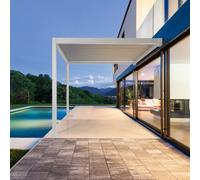 Swe luminium Bioclimatic Wall-Mounted Pergola With Adjustable Slats Triomphe 4X3M White 391X301X250 Cm