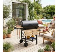swe merican-style Charcoal Smoker Barbecue in Black swe lack