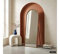 swe rched floor mirror with steel base & rubberwood 170cm in Dark Brown | Size: 170 cm x 60 cm swe ark Brown 170 cm x 60 cm