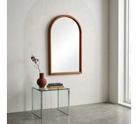 Swe rched Wall Mirror Pine Wood, Luke, Walnut, 50X3X90 Cm