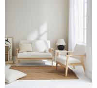 Swe rmchair And Love Seat In Boucle Fabric And Rubber Wood Isak Boucle Set Off-White Boucle 114X69.5X73 Cm