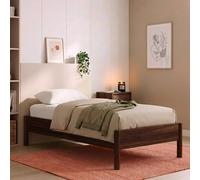 swe ed with slatted base 90x190cm wood decor in Dark Brown | Size: Single swe ark Brown Single