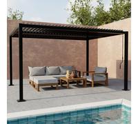 Sweeek - Black Bioclimatic Pergola Aluminium And Steel 3X4M Adjustable Slats