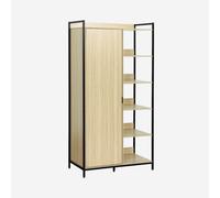 Sweeek - Black Dressing Module With 1 Wardrobe 6 Shelves And 1 Door W 100 X D 48 X H 190 Cm