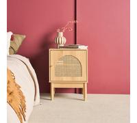 Swe oheme Bedside Table In Wood And Natural Canework 1 Door 45X40X60Cm - Judith