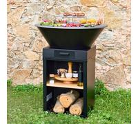 swe raséro barbecue Ø81, 5cm, cooking grid, wood storage in Black swe lack