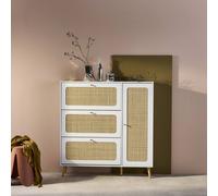 swe anework Shoe Cabinet With 3 Drawers in White sweeek White