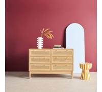 Swe hest Of Drawers Wood And Cane Decoration 6 Drawers Natural 120X40X80 Cm - Judith