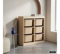Swe hildren Storage Unit With 6 Colourful Bins, Natural, Beige 81X30X91 Cm - Sora