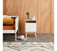 Swe hildren's Bedside Table White Wood Decor 1 Door Pinewood Legs - 34 X 23.5 X 52 Cm - Azur