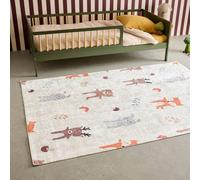 sweeek Children's Indoor Rug White with Autumnal Animal Print | Size: 160 cm x 230 cm sweeek White 160 cm x 230 cm