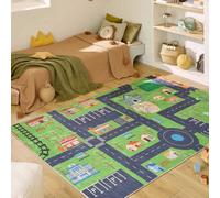 Sweeek - Children's Indoor Rug With Mini City Print Viny 160X120X0.5 Cm