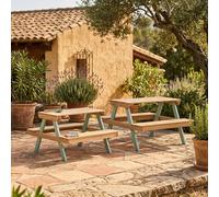 swe hildren's picnic table, garden set in acacia wood 4-seater in Light Green sweeek Light Green