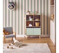 Swe hildren's Pine Wood Library 2 Doors 4 Shelves Azur Green 60X30X104.5 Cm