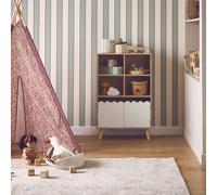 Swe hildren's Pine Wood Library 2 Doors 4 Shelves Azur White 60X30X104.5 Cm