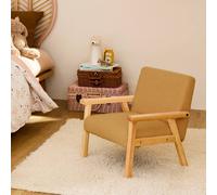 swe hildren's scandi-style armchair in boucle fabric, rubberwood in Mustard sweeek Mustard