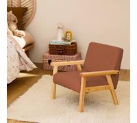 swe hildren's scandi-style armchair in boucle fabric, rubberwood in Terracotta sweeek Terracotta