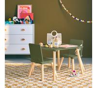 swe hildren's square table with 2 chairs pine legs in Green swe reen
