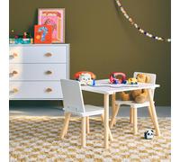 swe hildren's square table with 2 chairs pine legs in White sweeek White