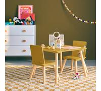 swe hildren's square table with 2 chairs pine legs in Yellow sweeek Yellow