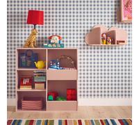 Sweeek - Children's Storage Unit 3 Shelves And 2 Storage Spaces Tobias Pink 80X23.8X82.5 Cm