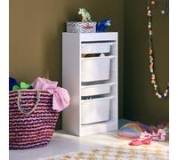 swe hildren's storage unit with 4 storage bins in White sweeek White