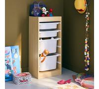 Swe hildren's Storage Unit With 4 Storage Bins Sora Natural 41.5X30X89 Cm