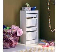 Swe hildren's Storage Unit With 4 Storage Bins Sora White 41.5X30X89 Cm