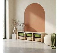Swe hildren's Storage Unit With 6 Plastic Bins Natural-Coloured Olive Green/taupe 97.5X21X29.4 Cm - Sora
