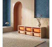 Swe hildren's Storage Unit With 6 Plastic Bins Natural-Coloured Orange/peach 97.5X21X29.4 Cm - Sora