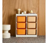 Swe hildren's Storage Unit With 6 Plastic Bins White Orange/peach 81.5X30X89 Cm - Sora