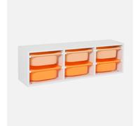 Swe hildren's Storage Unit With 6 Plastic Bins White Orange/peach 97.5X21X29.4 Cm - Sora