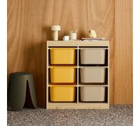 Swe hildren's Storage Unit With 6 Storage Bins, Natural, Mustard Yellow/taupe, 81.5X30X89 Cm - Sora