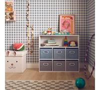Sweeek - Children's Storage Unit With 6 Velvet Baskets Camille Blue 129.5X76.2X70 Cm