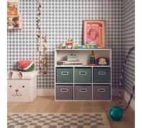 Sweeek - Children's Storage Unit With 6 Velvet Baskets Camille Green 129.5X76.2X70 Cm