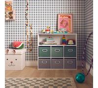 Swe hildren's Storage Unit With 6 Velvet Baskets Camille Green 129.5X76.2X70 Cm