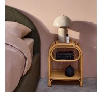 Swe urved Natural Rattan Bedside Table 1 Shelf 1 Compartment L 40 X W 30 X H 50 Cm Serang