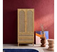 Swe ressing Wardrobe Judith 2 Doors 2 Drawers Rattan Handles And Legs With Gold Finish 80 X 50 X 180 Cm