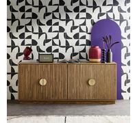 Sweeek - Exotic 4-Door Sideboard Grooved Mango Wood Effect Gilded Metal Handles W 180 X D 40 X H 75Cm