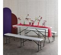 Swe oldable Plastic Reception Table With Bench White 180X69.5X73.5 Cm - Fiesta Reception Set (Table + Benches)